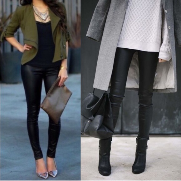 Matte Black Faux Leather Leggings - Picture 4 of 4